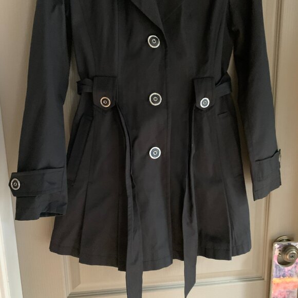 Via Spiga Black Trench Coat Small Timeless Quiet Luxury Classic - Picture 2 of 9